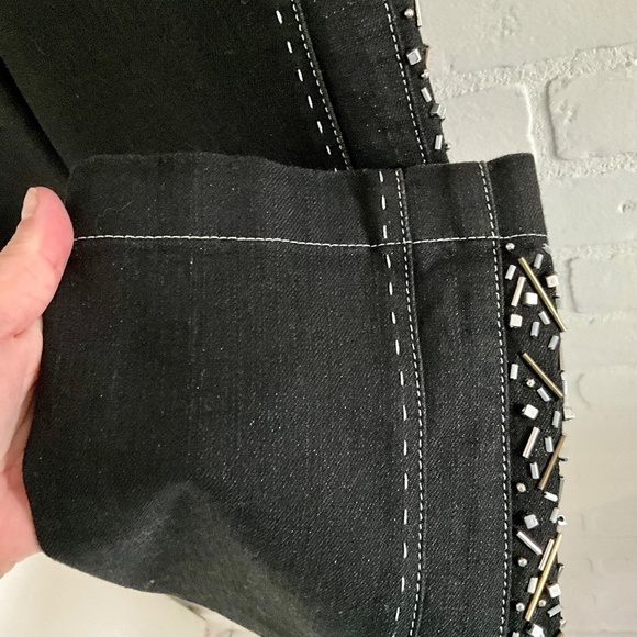 NWOT Escada Y2K Women’s Denim Jeans Blokecore Black Beaded Pockets 8 - Picture 10 of 16